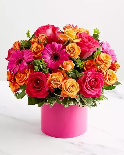<a href="https://portorangefloristfl.com/wp-content/uploads/2025/01/electric-love.webp"><img class="alignnone size-medium wp-image-34920" src="https://portorangefloristfl.com/wp-content/uploads/2025/01/electric-love-274x300.webp" alt="" width="274" height="300" /></a>Rich hot pink roses, sweet as can be orange babe spray roses and the perfect shade of pink gerberas round out this lush arrangement.